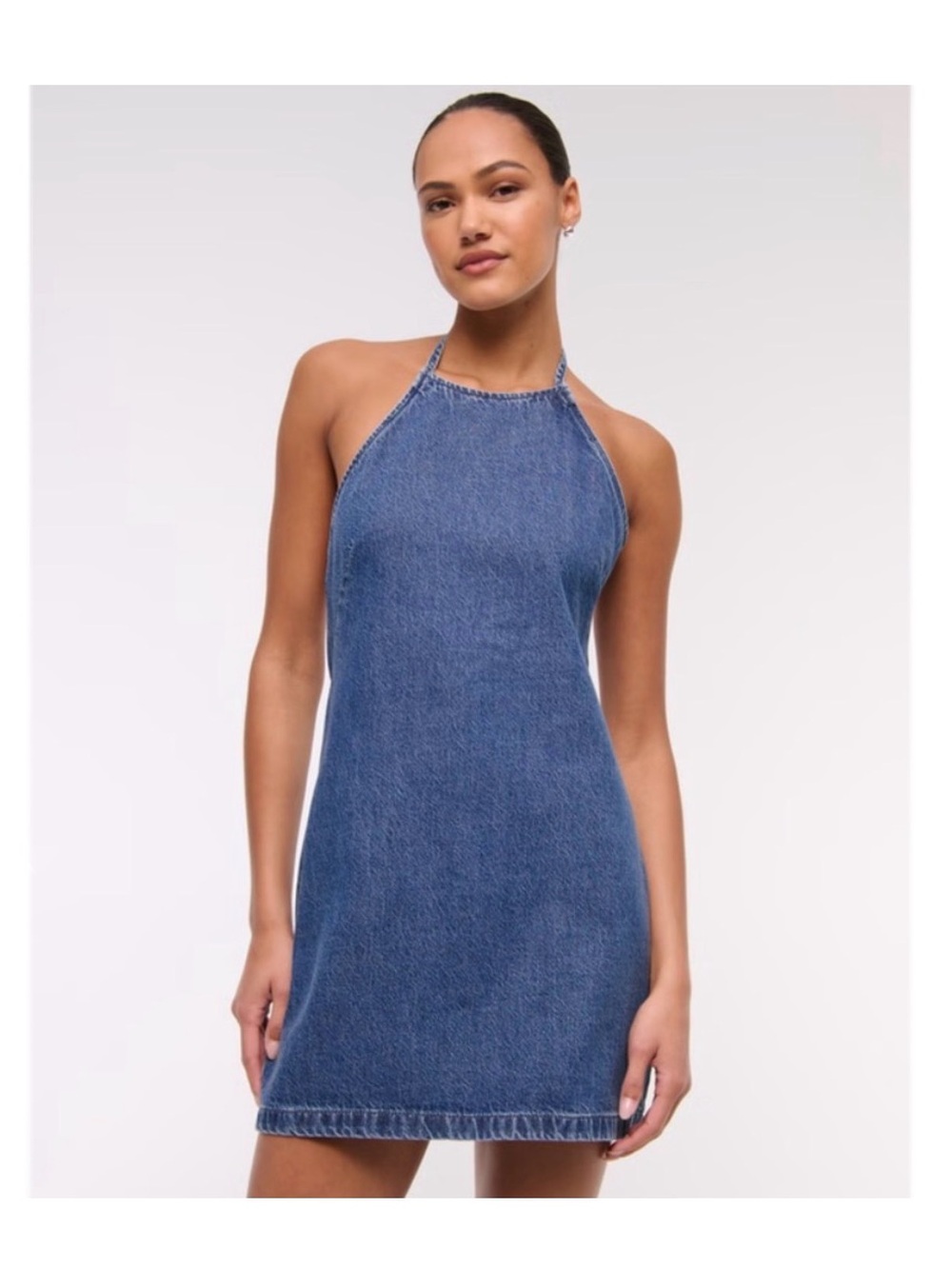 A & F Denim Halter Mini Dress Size XS NWT - Picture 2 of 8